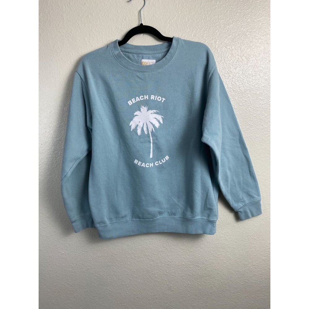 Beach Riot beach Club Oversized Sweatshirt Surf Women size Small Crewneck Blue‎